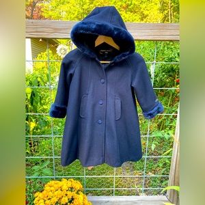Stephanie Mathews Kids 100% Wool Coat Swing Vintage Pea